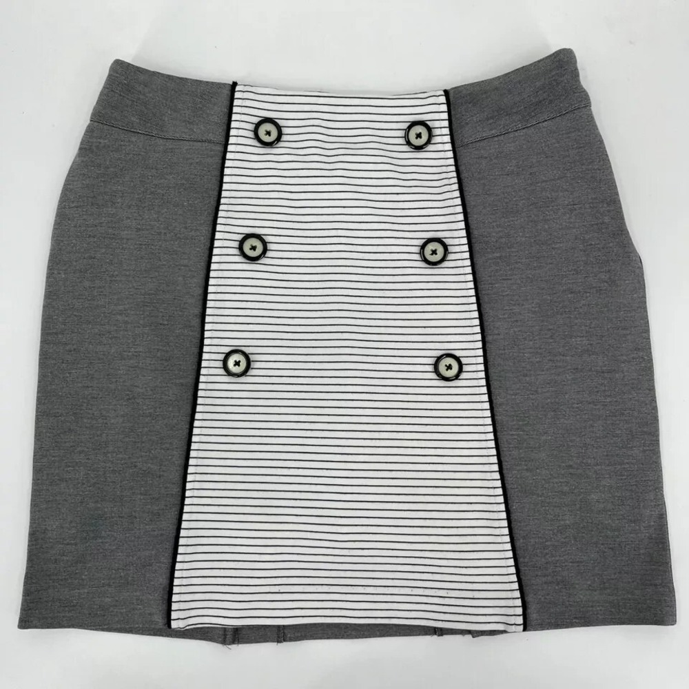 Lizzie Driver Womens Golf Skort Grey Striped Nautical Button Front Size 4